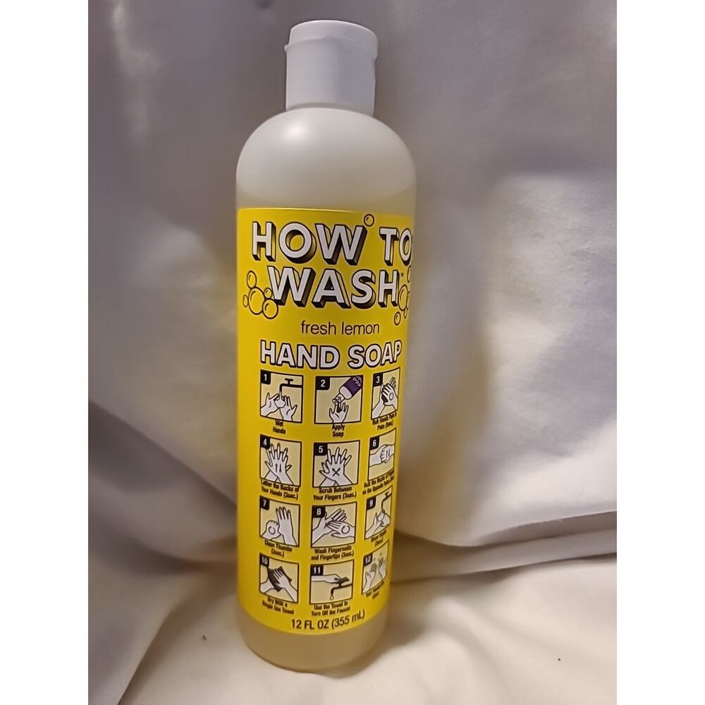 Organic Natural Lemon Fresh Hand Soap How To Wash Hands Instruction 12oz Bottles